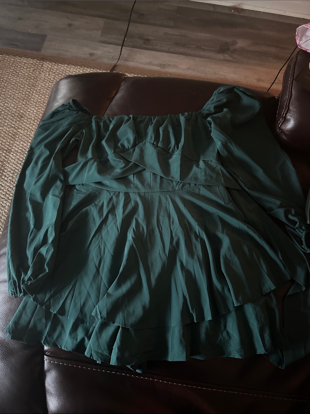 Off-Shoulder Tiered Green Women's Romper
